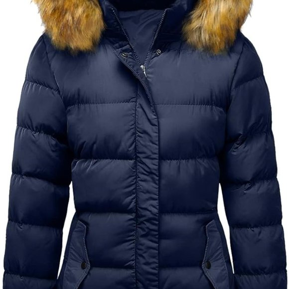 Women's Winter Down Thicken Jacket Puffer Parka Coat with Removable Fur Hood - Picture 3 of 7